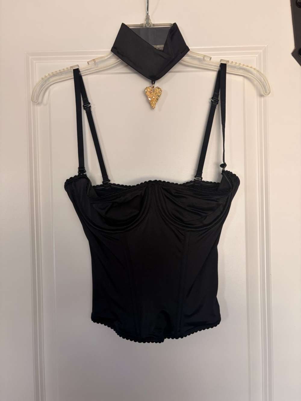 SKIMS Stretch Satin Pendant Bustier – Black XS – NWT